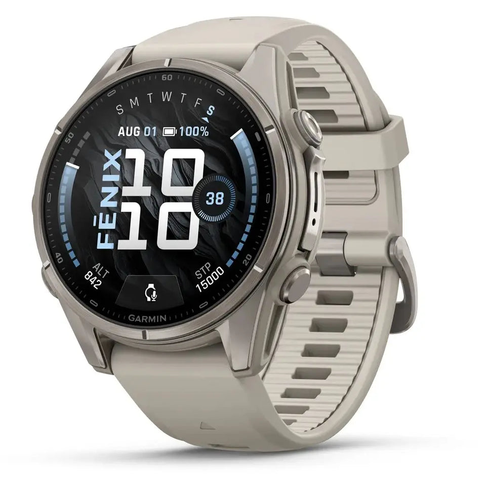 Garmin Fenix® 9 43mm Titanium with Fog Grey Silicone Band Watch
