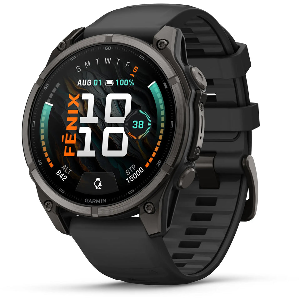 Garmin Fenix 9 47mm Carbon Grey & Black Silicone Band Watch