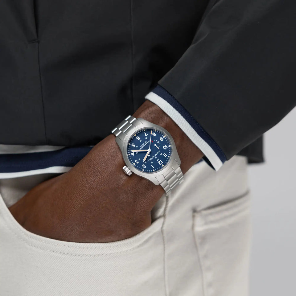 Hamilton Men's Khaki Field Power Reserve 40mm Blue Dial Watch