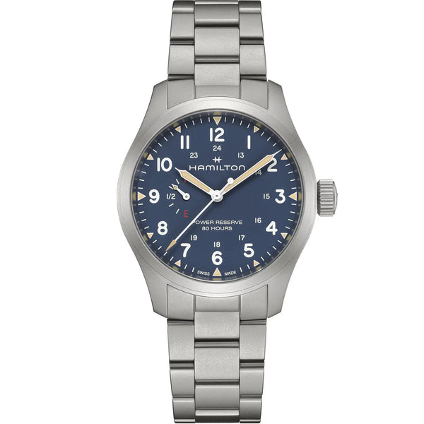 Hamilton Men's Khaki Field Power Reserve 40mm Blue Dial Watch