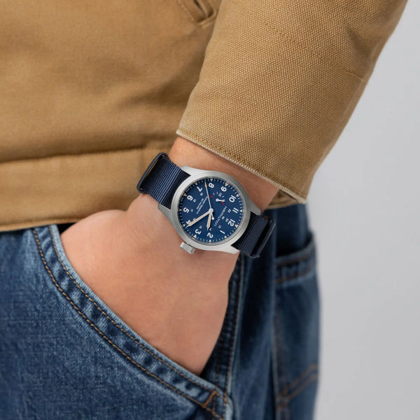 Hamilton Men's Khaki Field 40mm Mechanical Power Reserve Textile Strap Watch