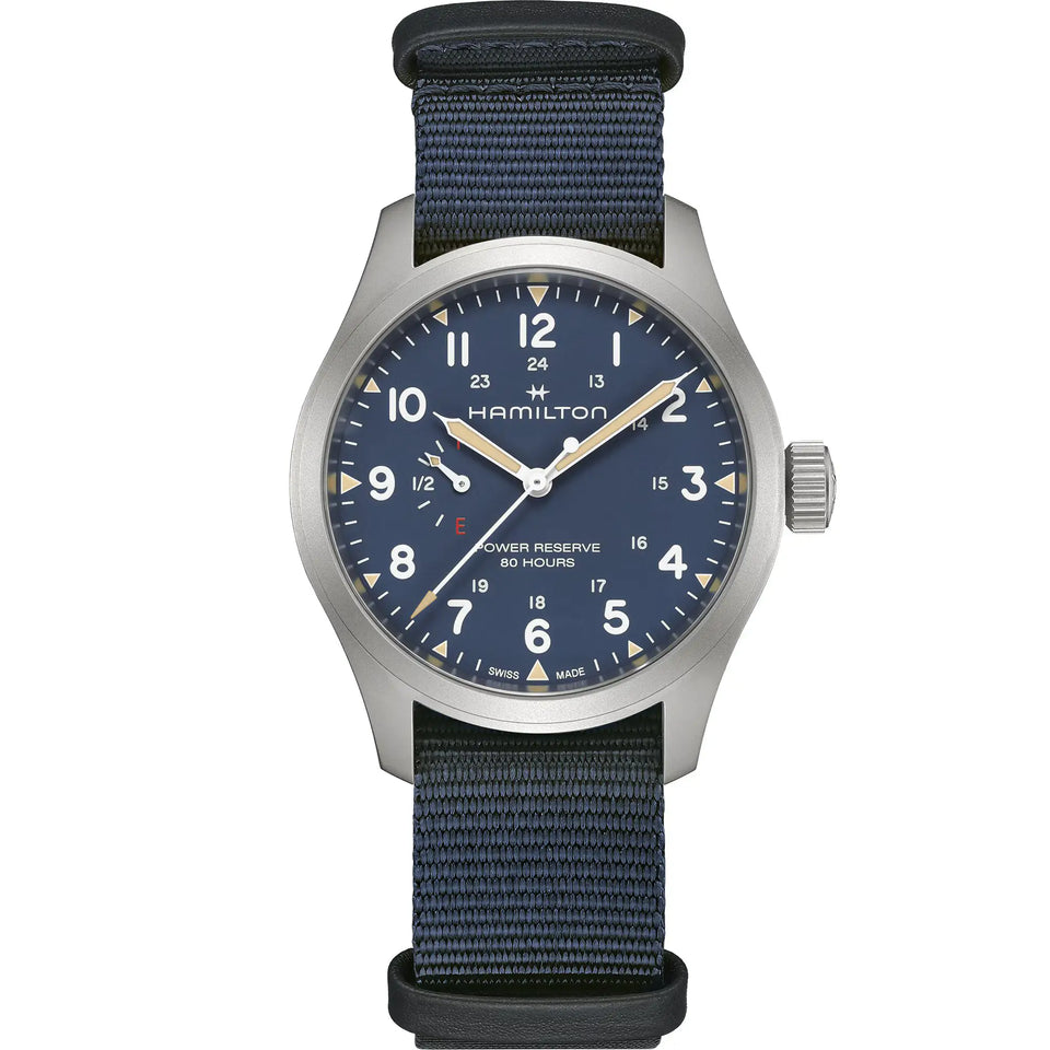 Hamilton Men's Khaki Field 40mm Mechanical Power Reserve Textile Strap Watch