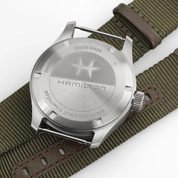 Hamilton Men's Khaki Field Green 40mm Mechanical Power Reserve Watch