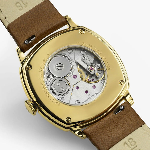 Hamilton American Classic Cushion 34mm Tan & Gold Plated Mechanical Watch