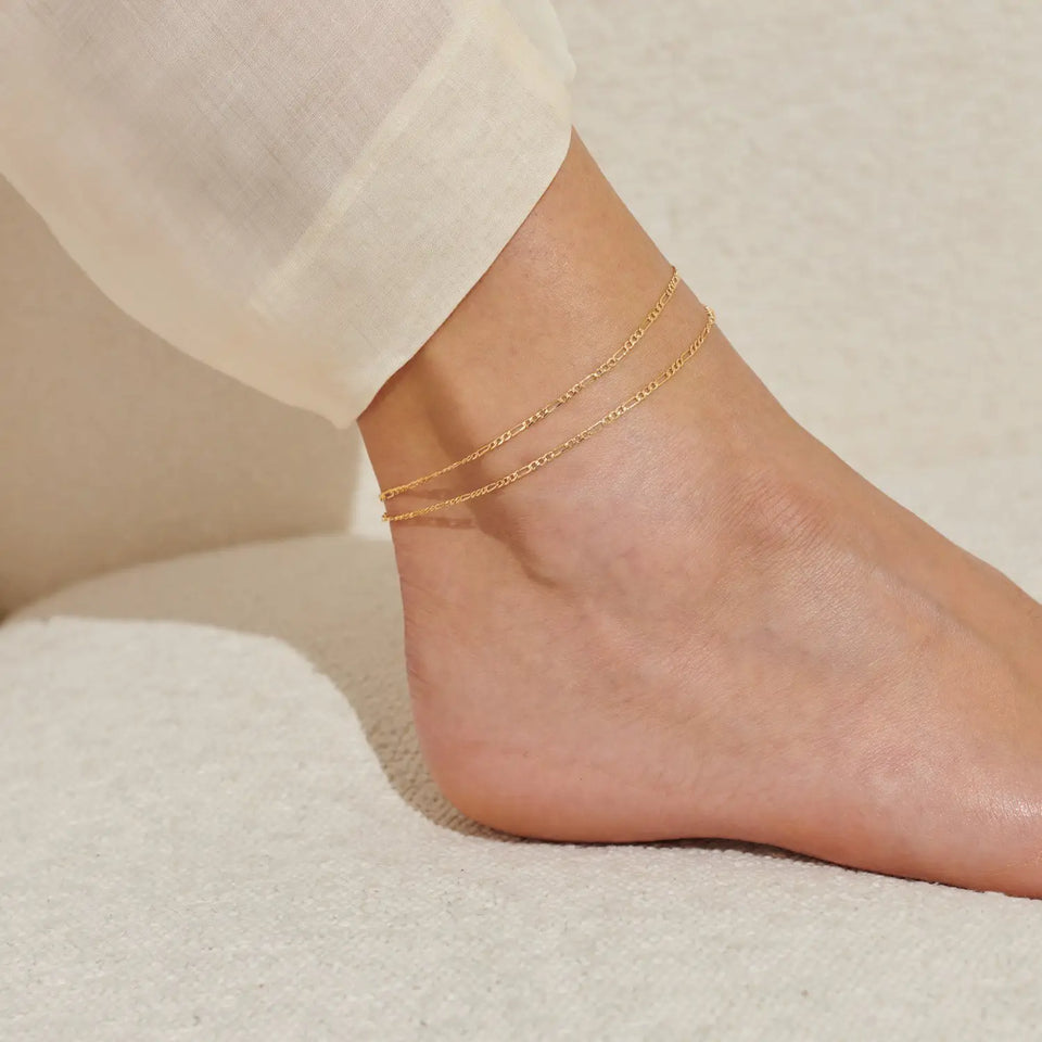 Joma Jewellery Gold Tone Double Figaro Chain Anklet