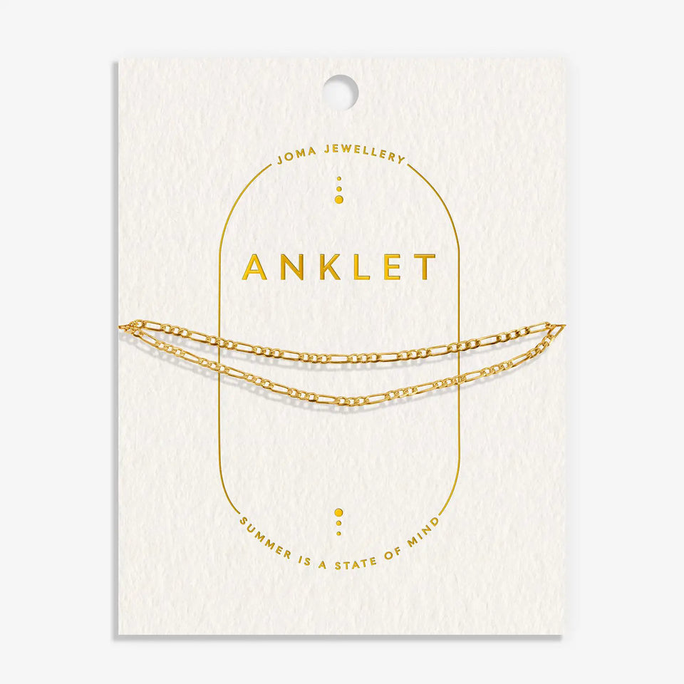 Joma Jewellery Gold Tone Double Figaro Chain Anklet