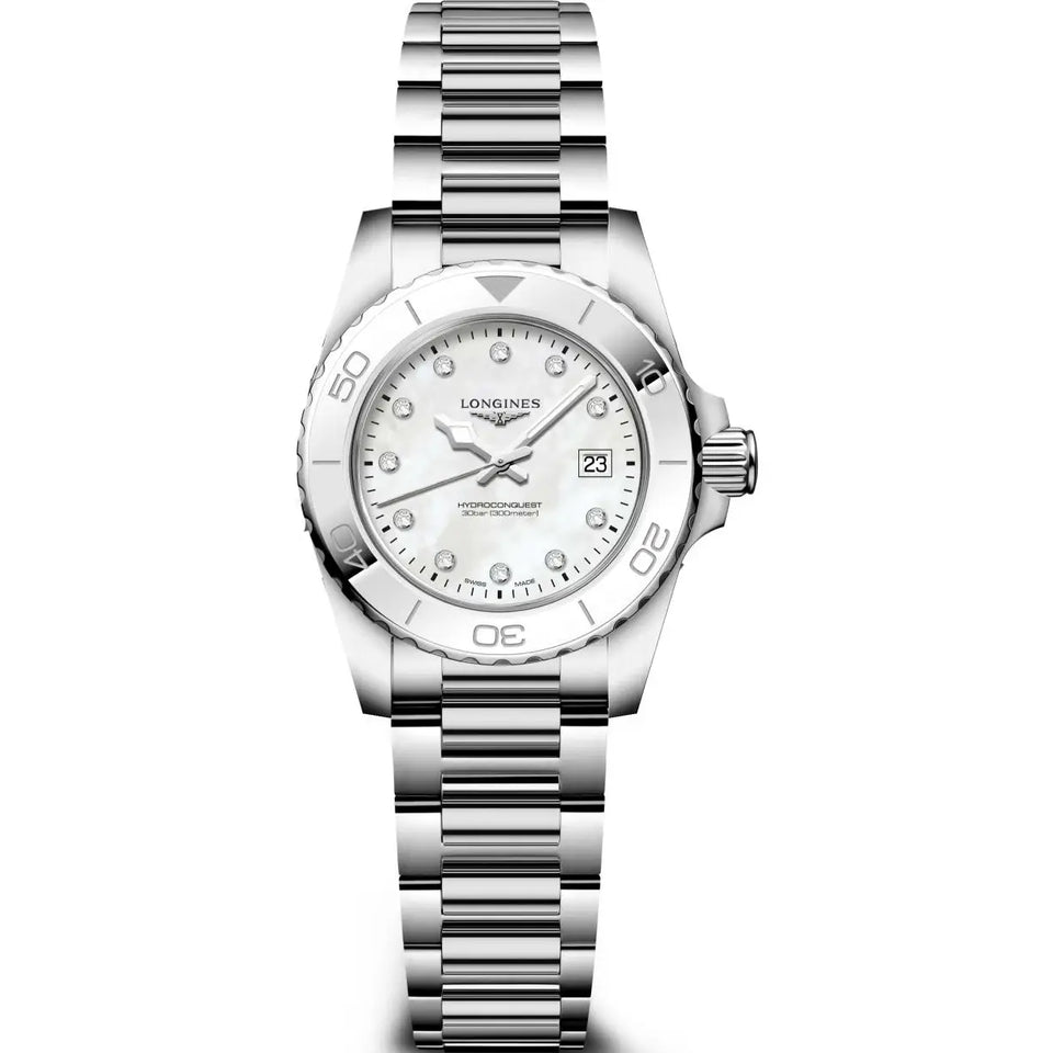 Longines Ladies Hydroconquest 30mm Quartz Diamond Set Watch