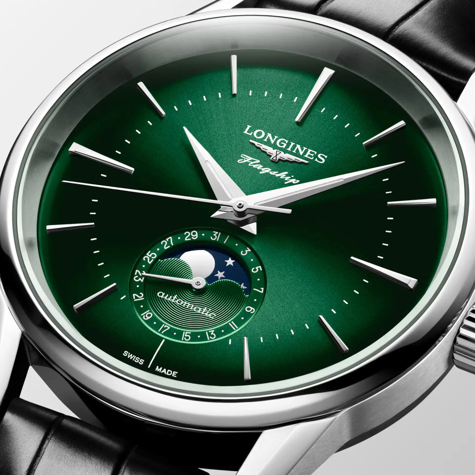 Longines Men's Flagship Heritage Moonphase Green Automatic 38.5m Watch