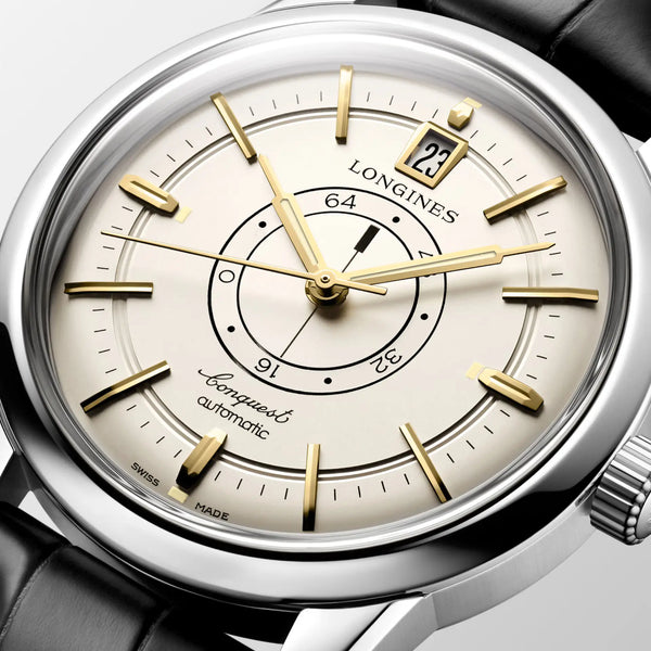 Longines Men's Conquest Heritage Central Power Reserve 38mm Leather Strap Watch
