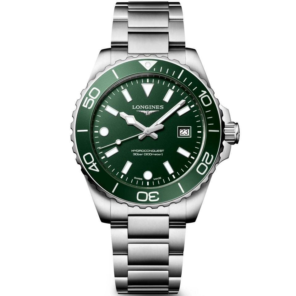 Longines Men's Hydroconquest 42mm Green Dial Quartz Watch