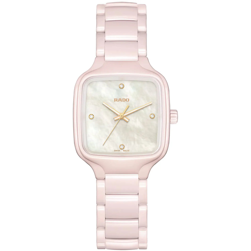 RADO Ladies True Square Pink Diamond Set 29mm Quartz Watch