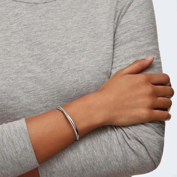 Swarovski Hyperbola Silver Bangle - Medium