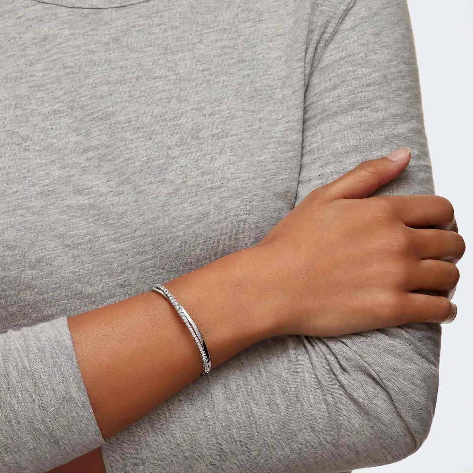 Swarovski Hyperbola Silver Bangle - Medium