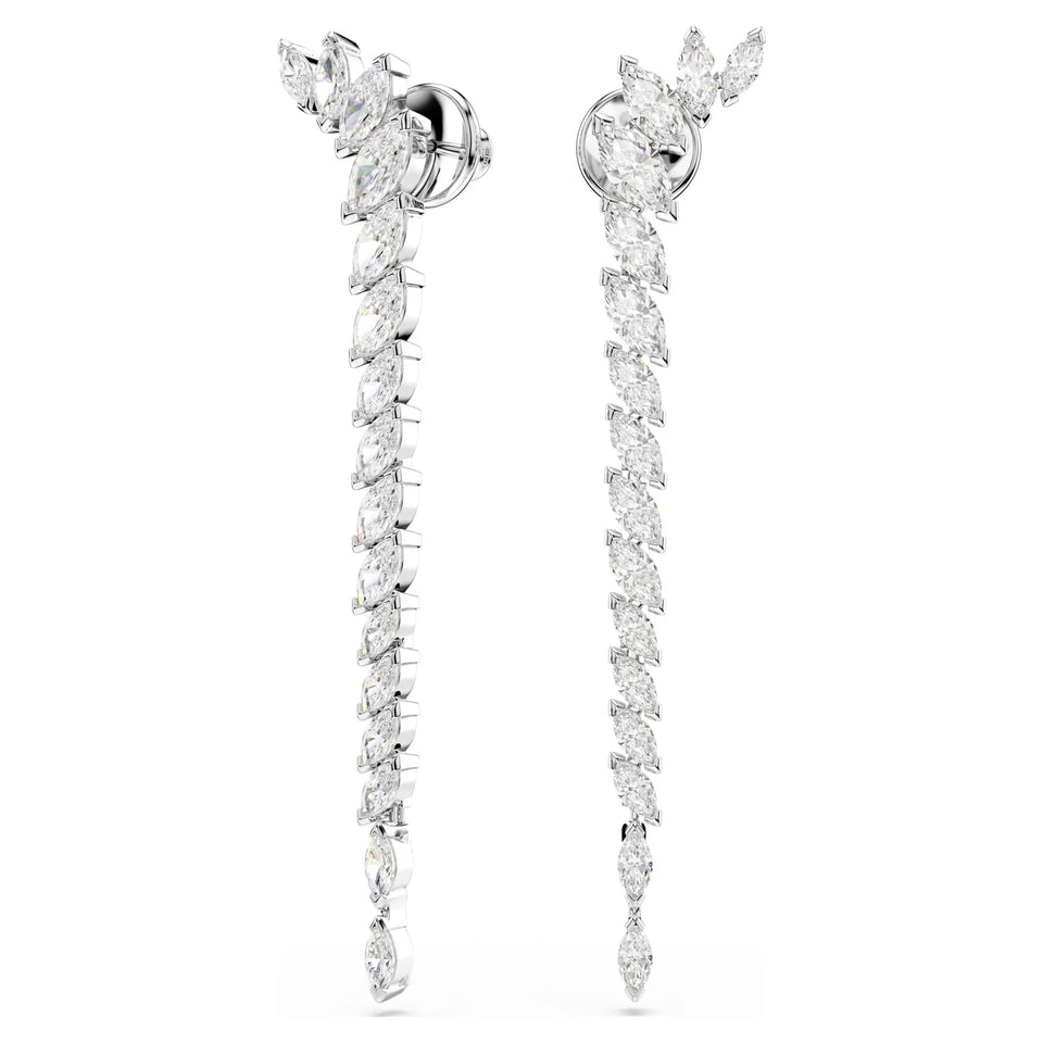 Swarovski Mesmera Rhodium Plated Long Drop Earrings
