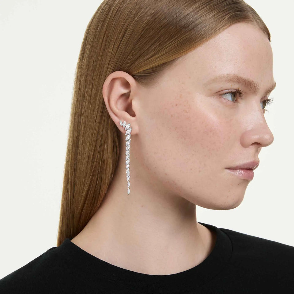 Swarovski Mesmera Rhodium Plated Long Drop Earrings