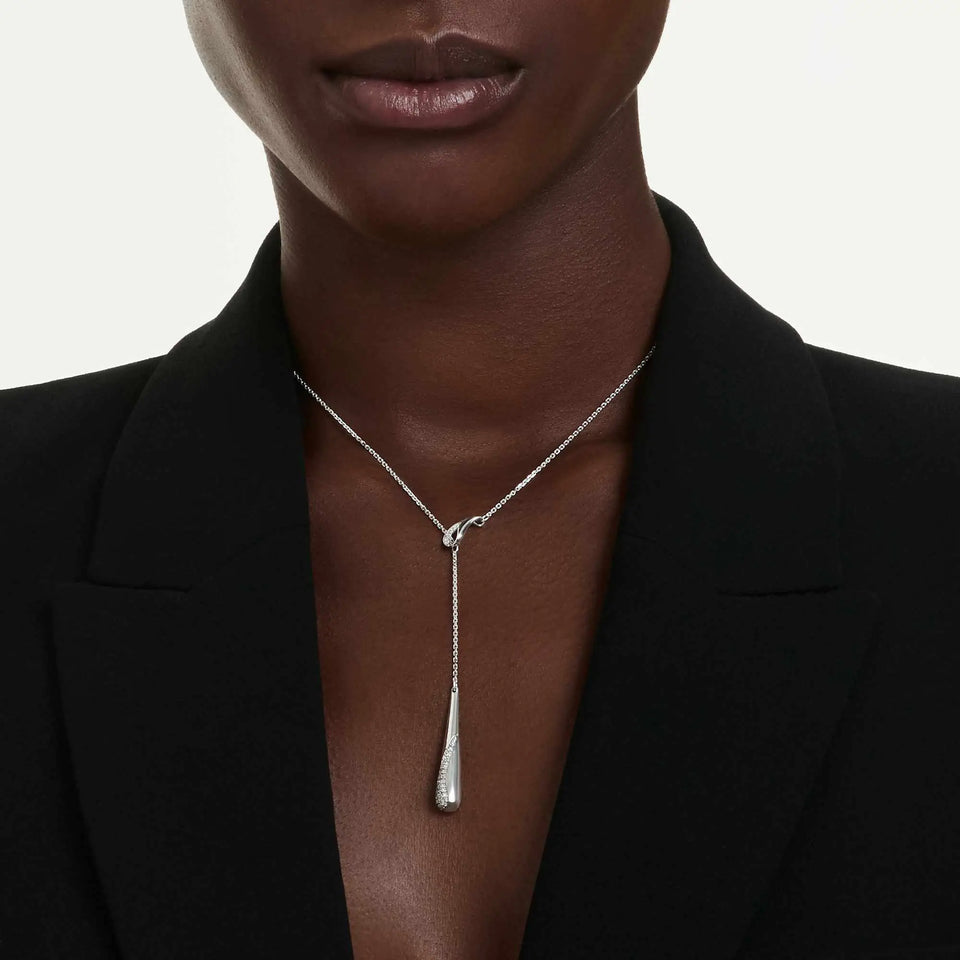 Swarovski Classica Sterling Silver Interlocking Teardrop Necklace