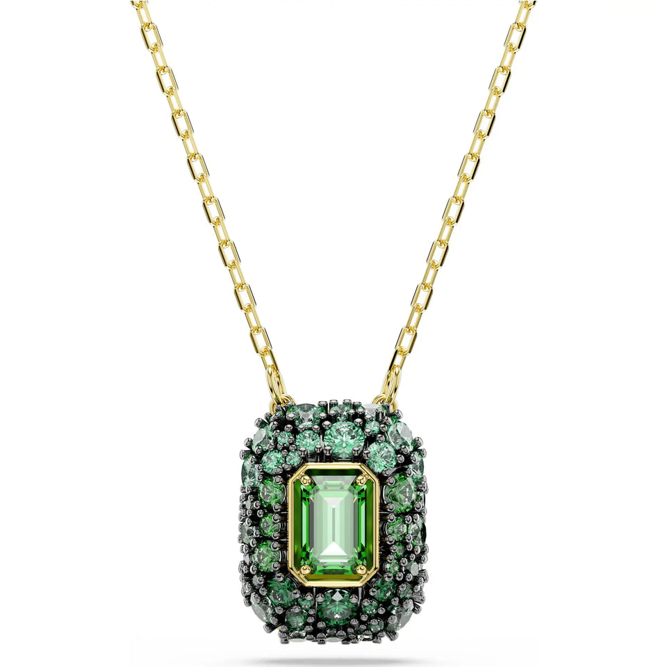 Swarovski Sublima Gold Tone Finish Octagon Cut Green Stone Necklace