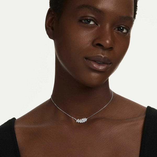 Swarovski Vienna Rhodium Plated Feather Necklace