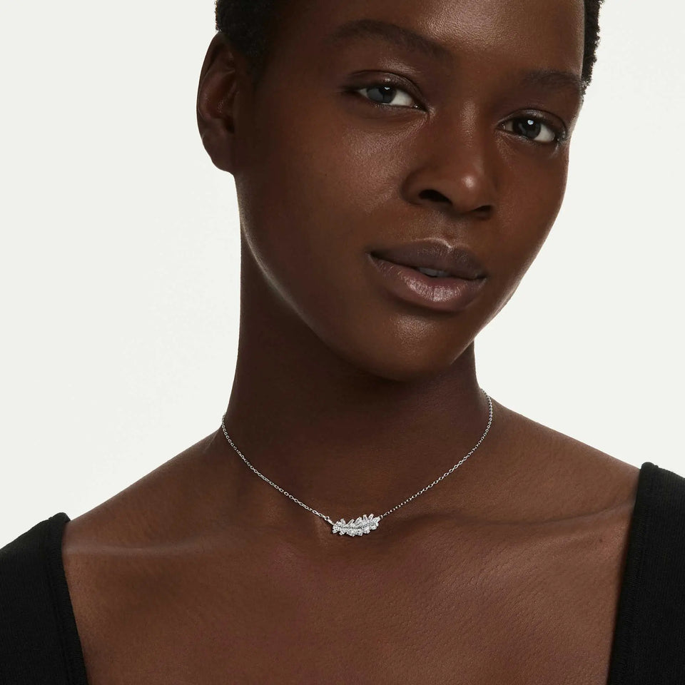 Swarovski Vienna Rhodium Plated Feather Necklace
