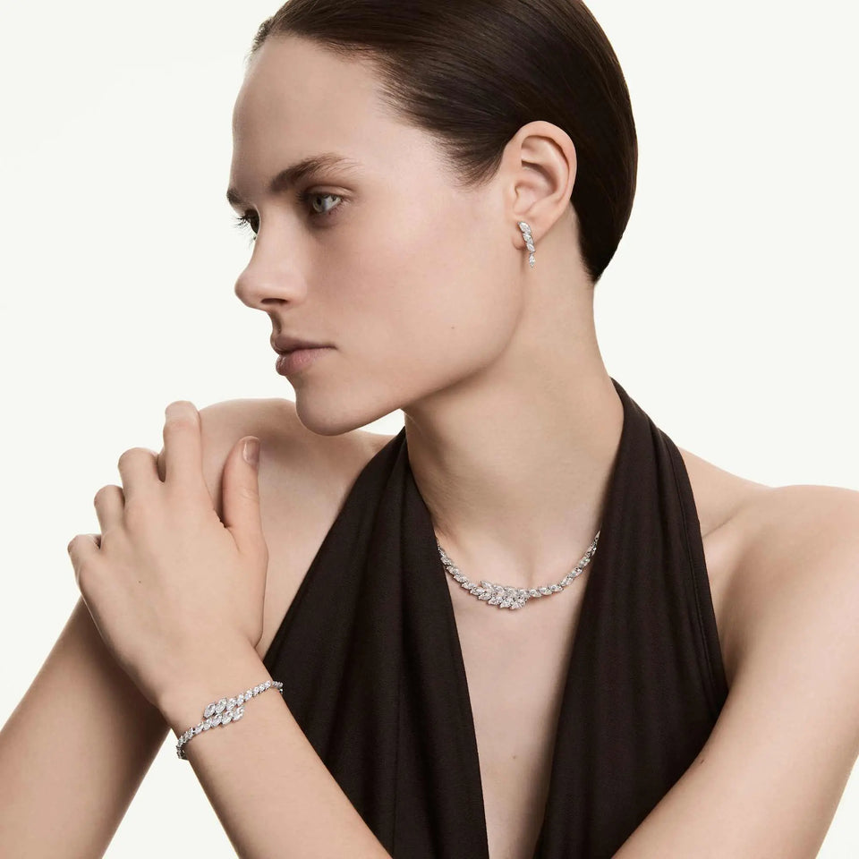 Swarovski Mesmera Silver Tone Necklace, Bracelet & Earring Set