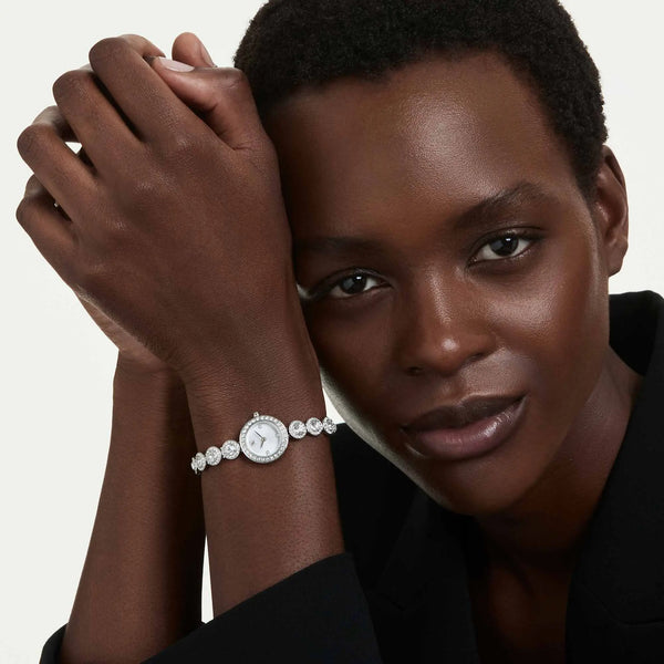 Swarovski Ladies Una Angelic Silver Tone Round Stone Watch