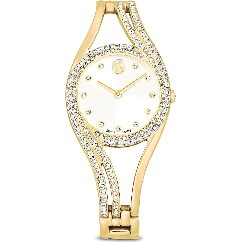 Swarovski Ladies Hyperbola Gold Tone Finish Bangle Watch