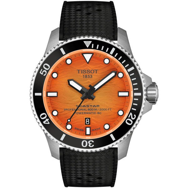 Tissot Men's Seastar 2000 44mm Orange Dial Automatic Watch