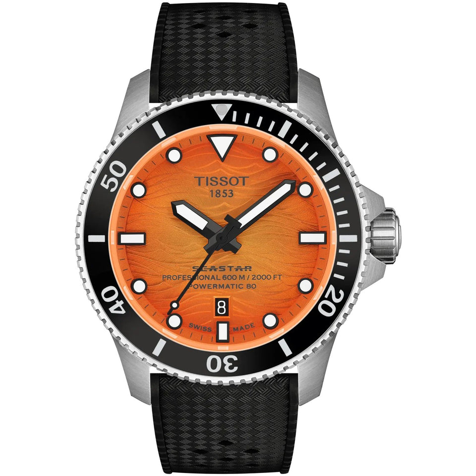 Tissot Men's Seastar 2000 44mm Orange Dial Automatic Watch