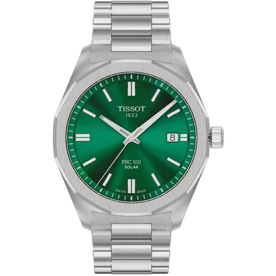 Tissot Men's PRC 100 39mm Green Dial Solar Watch