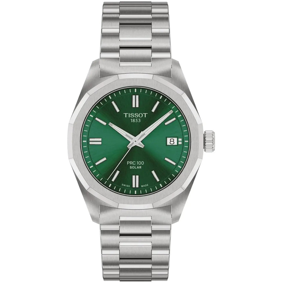 Tissot Unisex PRC 100 34mm Green Dial Solar Watch