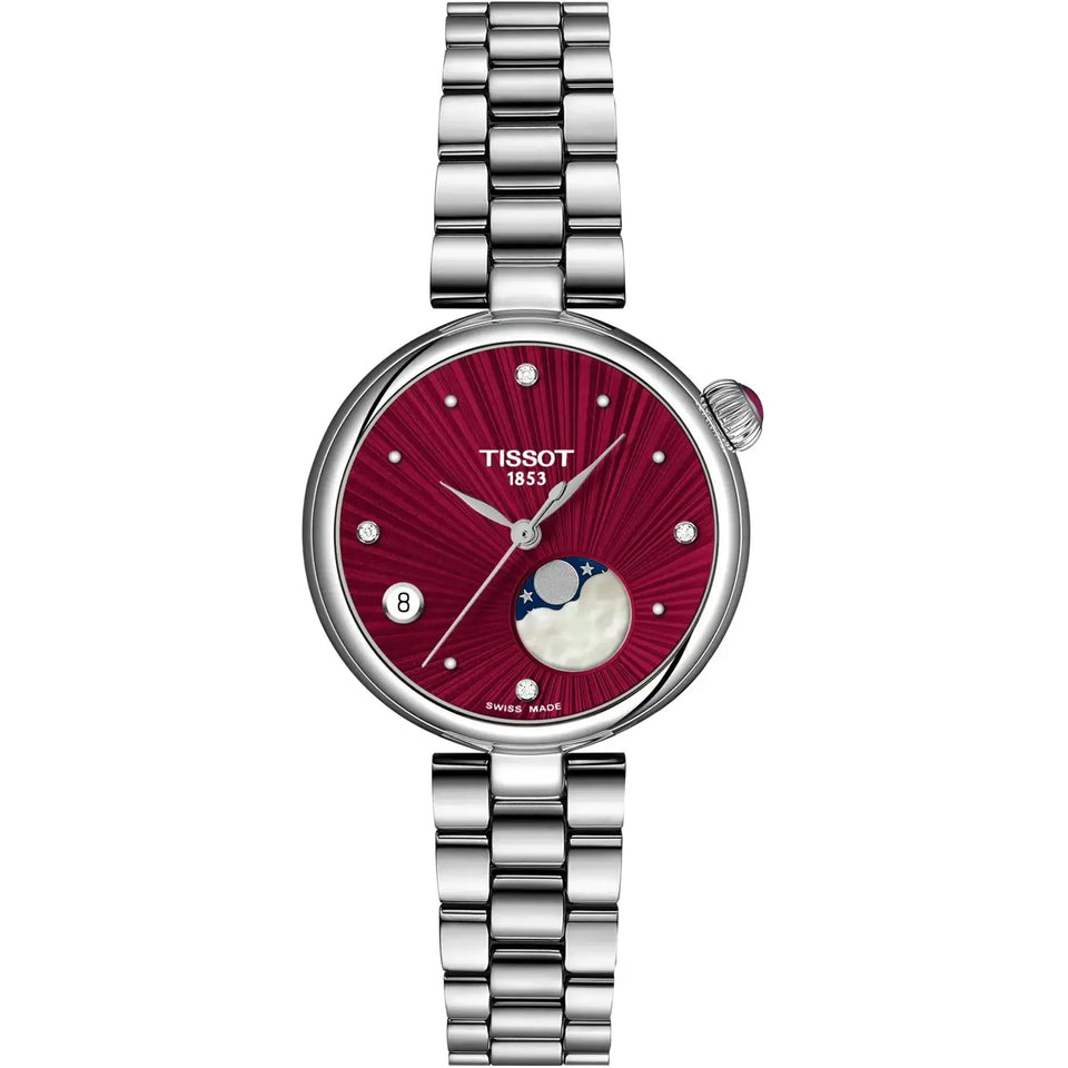 Tissot Ladies Desir Red Dial 29.6mm Moonphase Quartz Watch