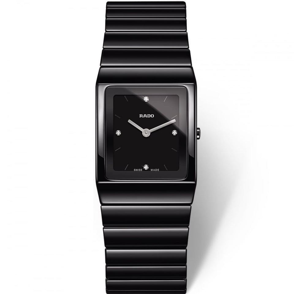 RADO Ladies 23mm CERAMICA Jubilee Diamond Black Bracelet Watch