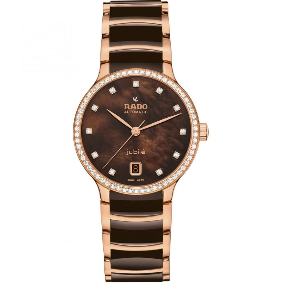 RADO Ladies CENTRIX Automatic Diamond Brown Mother of Pearl Watch