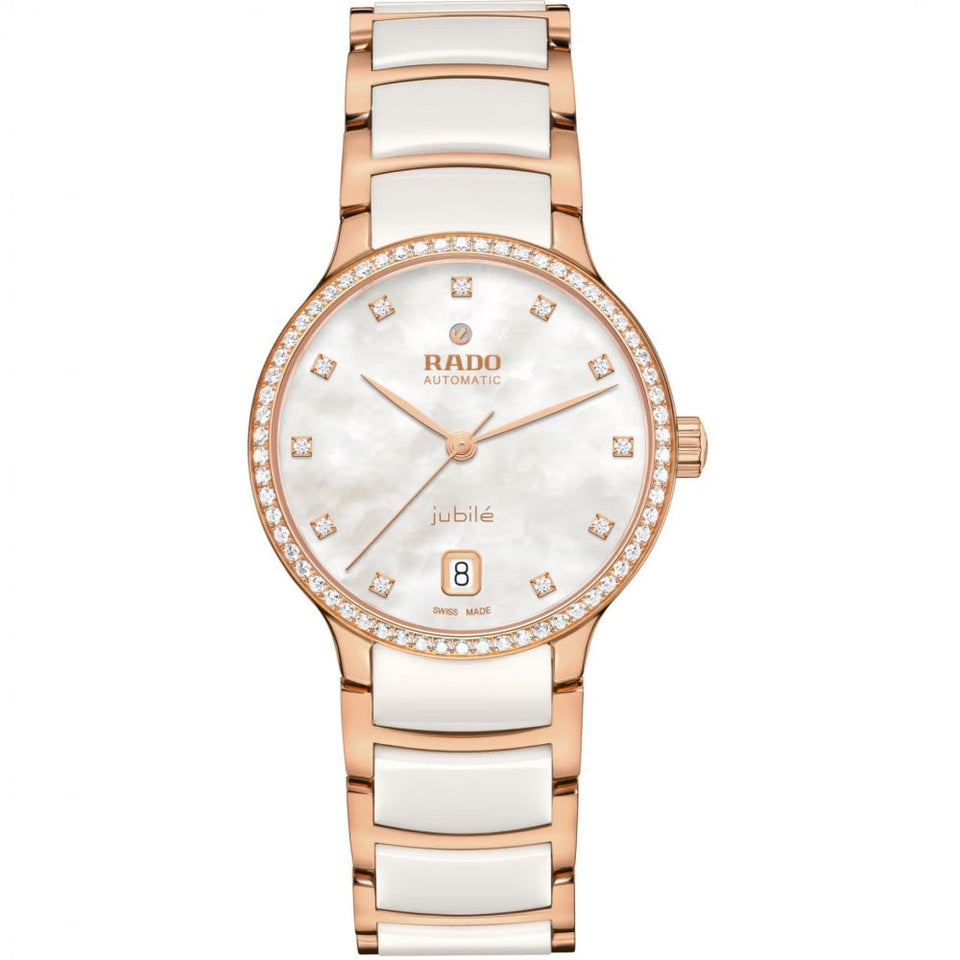 RADO Ladies CENTRIX Automatic Diamond White Ceramic Watch