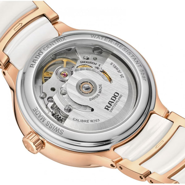 RADO Ladies CENTRIX Automatic Diamond White Ceramic Watch