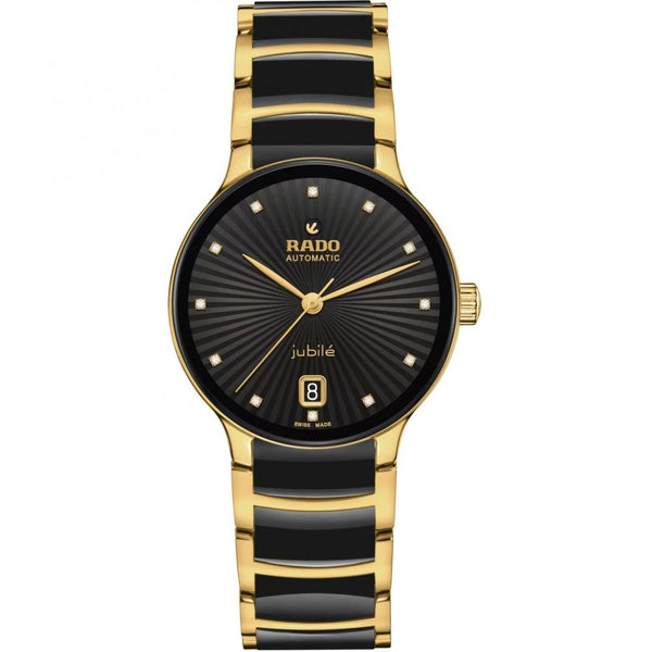 RADO Ladies CENTRIX Automatic Diamonds Black & Gold Watch