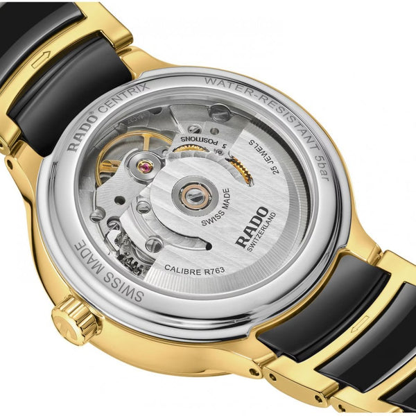 RADO Ladies CENTRIX Automatic Diamonds Black & Gold Watch