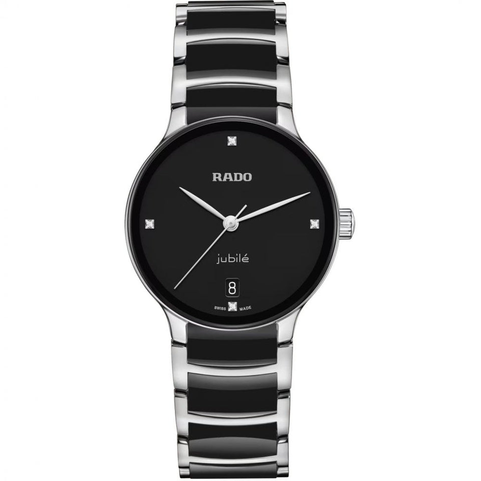 RADO Ladies Centrix Diamonds Black & Silver Quartz Watch