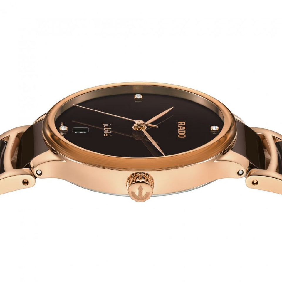 RADO Ladies CENTRIX Rose & Brown Quartz Watch