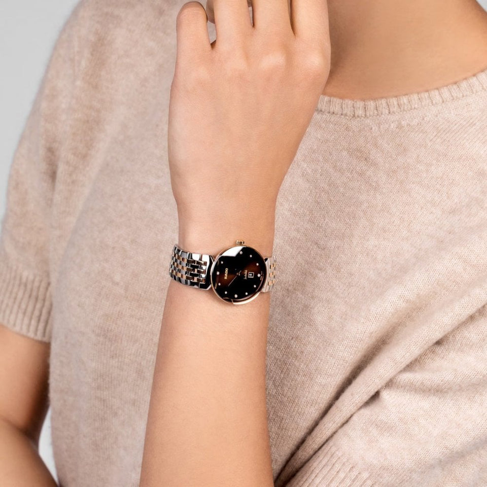 RADO Ladies FLORENCE 30mm Brown & Rose Diamond Set Watch
