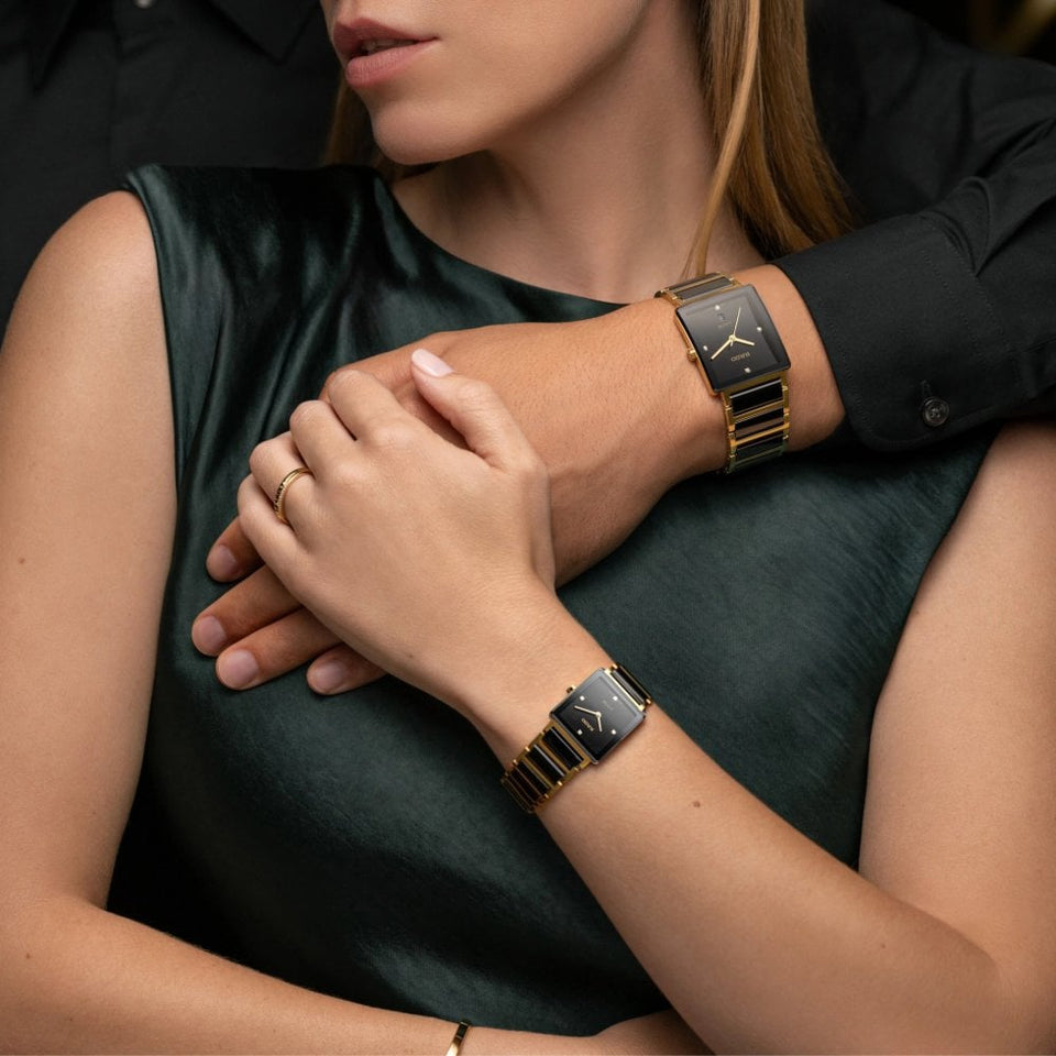RADO Ladies INTEGRAL Diamonds Black Ceramic & Gold Watch