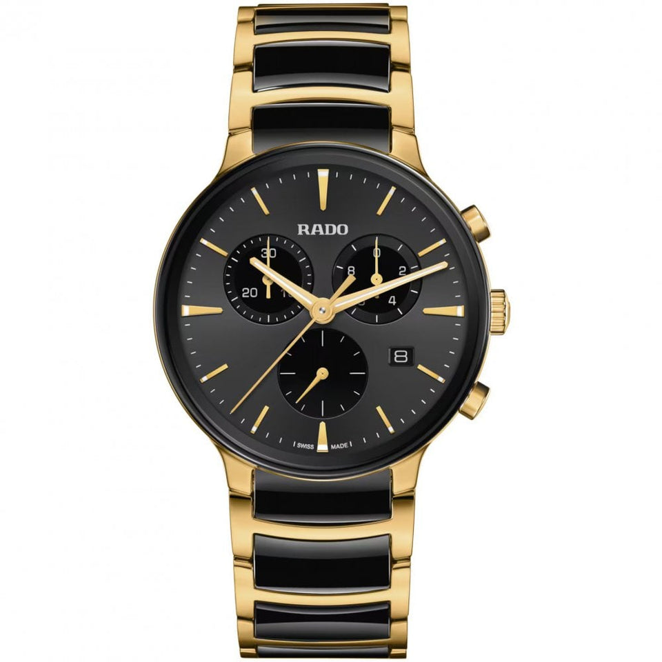 RADO Men's Black & Gold Centrix Chronograph Watch