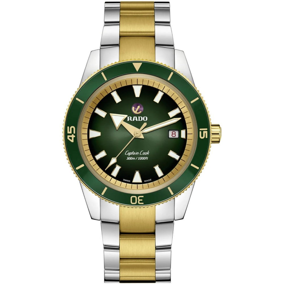 RADO Men's CAPTAIN COOK Two Tone Automatic 42mm Watch | Green
