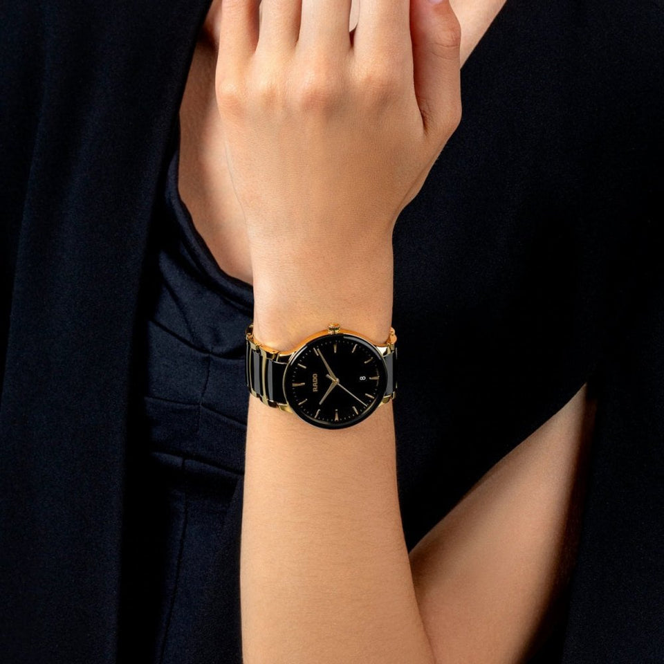 RADO Men's CENTRIX 39.5mm Black & Gold Quartz Watch