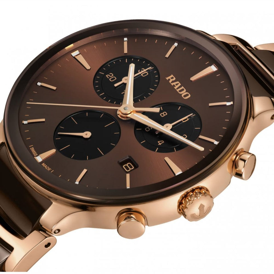 RADO Men's CENTRIX Brown & Rose 41mm Chronograph Watch