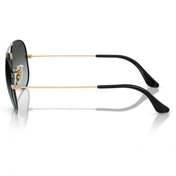 Ray-Ban AVIATOR Polished Black On Arista With Blue Vintage Gradient Black Lenses