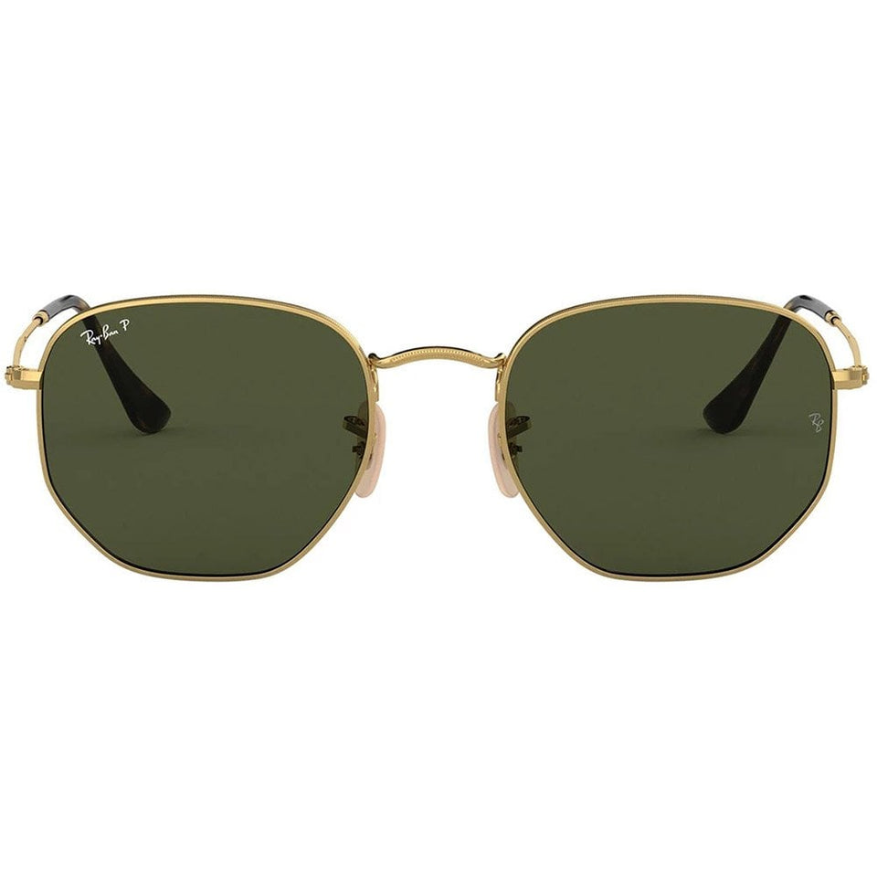 Ray-Ban HEXAGONAL Flat Polished Arista Gold with Green Polarised Lenses
