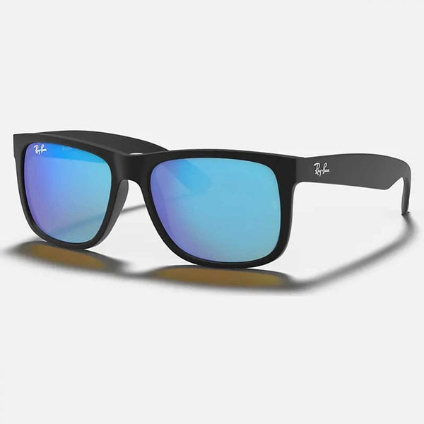 Ray-Ban Justin Matte Black Injected With Blue Mirrored Lenses