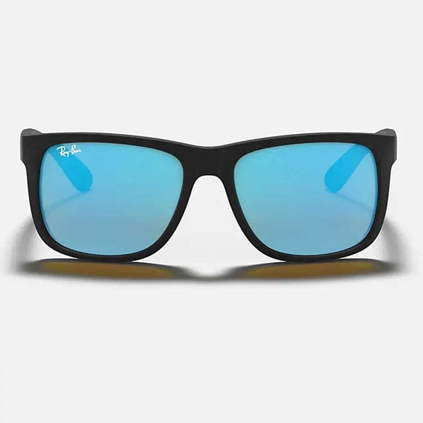 Ray-Ban Justin Matte Black Injected With Blue Mirrored Lenses