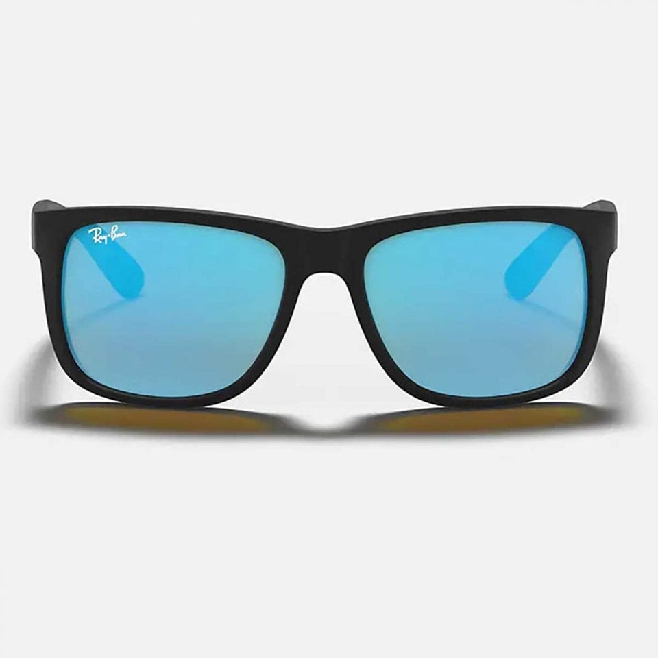 Ray-Ban Justin Matte Black Injected With Blue Mirrored Lenses